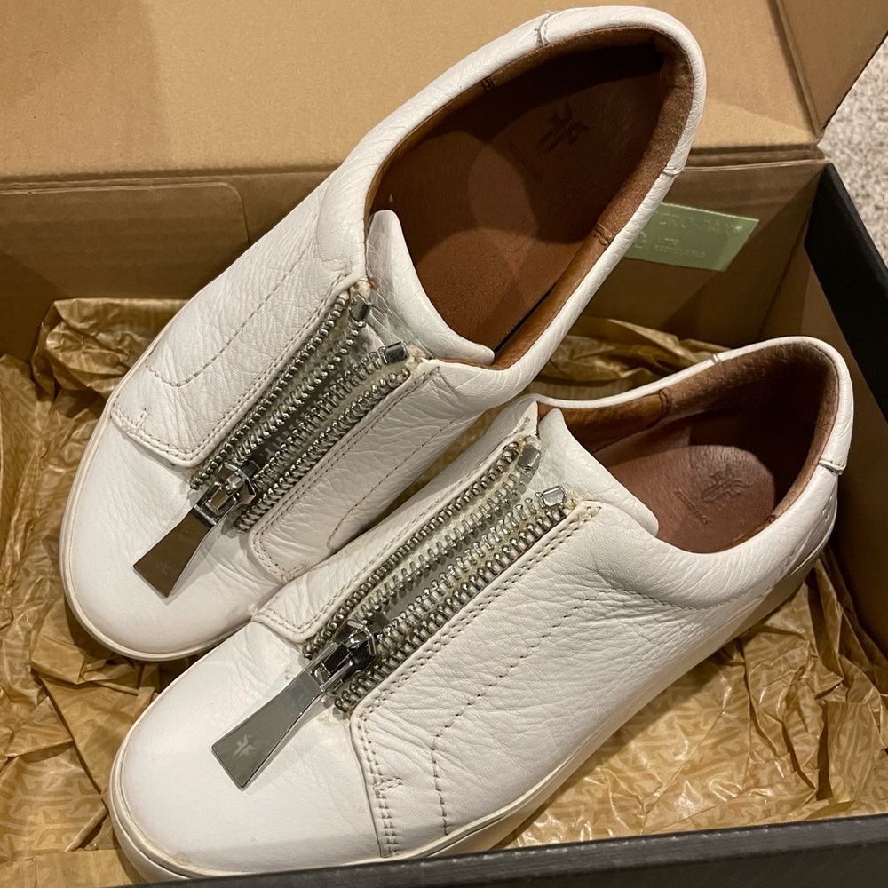 Frye Lena Zip Leather Sneakers